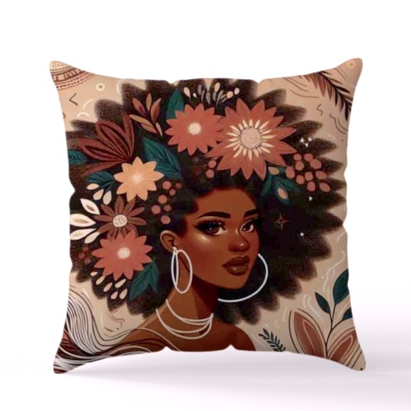 Jolie Affordable Other - Women's Floral Afro Art Throw Pillow